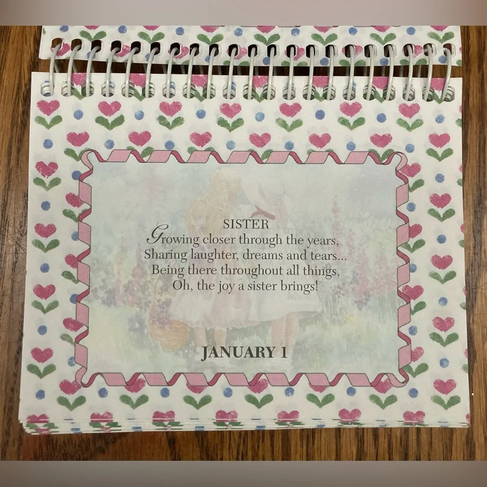 🌷👯‍♀️🗓️👯‍♀️🌷Sisters Spiral Perpetual Calendar - VINTAGE 1994 -Great Condition